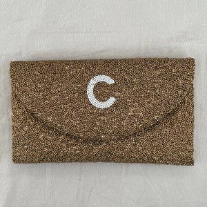 NWOT! Tiana Designs Fully Beaded Bronze/Gold Evening Bag with "C" Monogram